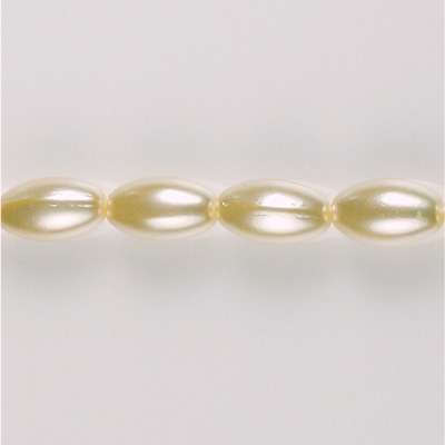 Czech Glass Pearl Bead - Oval 12x7MM CREME 75440