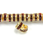 Czech Rhinestone Rondelle - Round Wavy 05MM SIAM RUBY-GOLD