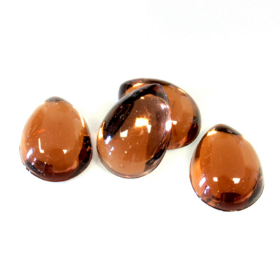 Plastic Flat Back Foiled Cabochon - Pear 15x11MM SMOKE TOPAZ