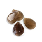 Fiber-Optic Flat Back Stone with Faceted Top and Table - Pear 14x10MM CAT'S EYE BROWN