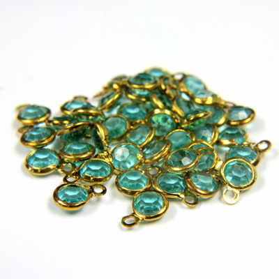 Plastic Channel Stone in Setting with 1 Loop 4MM AQUA-Brass
