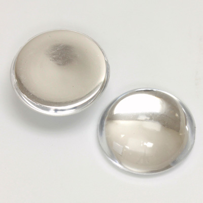 Plastic Flat Back Foiled Cabochon - Round 20MM CRYSTAL