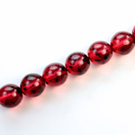 Czech Pressed Glass Bead - Smooth Round 10MM SPECKLE COATED RUBY 64989