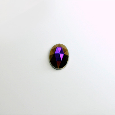 Glass Flat Back Foiled Rauten Rose - Oval 08x6MM IRIS RED Coated