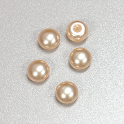Glass High Dome Cabochon Pearl Dipped - Round 10MM LT ROSE