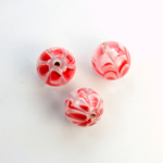 Glass Lampwork Bead - Smooth Round 12MM PATTERN RED CRYSTAL