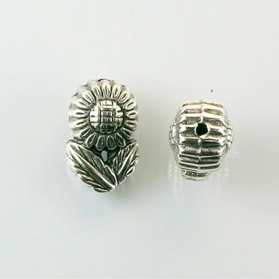 Metalized Plastic Bead - Daisy 16x11MM ANTIQUE SILVER