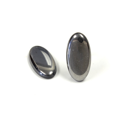 Glass Low Dome Buff Top Cabochon - Oval 18x9MM HEMATITE