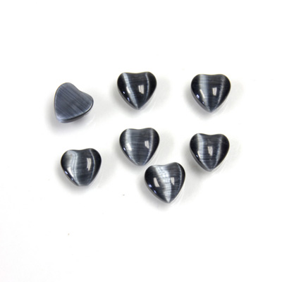 Fiber-Optic Cabochon - Heart 06MM CAT'S EYE GREY