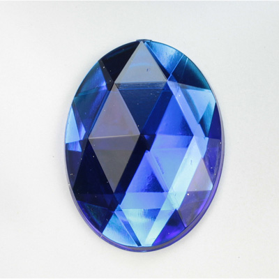 Plastic Flat Back Foiled Rauten Rose Rhinestone - Oval 40x30MM SAPPHIRE