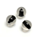 Plastic Bead - Color Lined Smooth Large Hole - Round 14MM CRYSTAL JET LINE