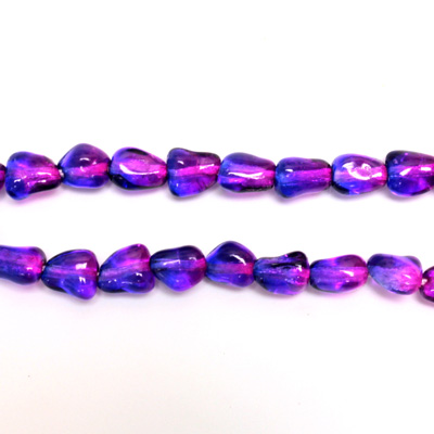 Czech Pressed Glass Bead - Coated Baroque Nugget 7x4MM COATED BLUE-PURPLE