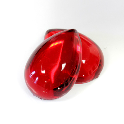 Plastic Flat Back Foiled Cabochon - Pear 25x18MM RUBY