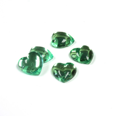 Plastic Flat Back Foiled Cabochon - Heart 11x10MM PERIDOT