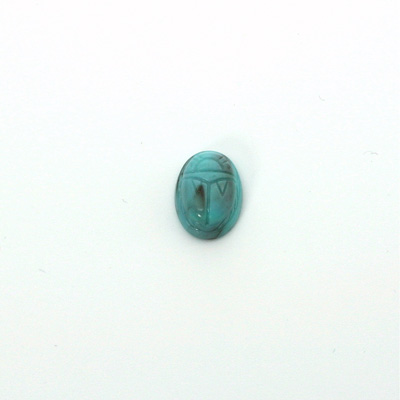 German Plastic Flat Back Scarab - Oval 08x6MM TURQ MATRIX