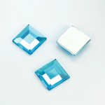 Plastic Flat Back Foiled Rose Cut Rhinestone - Square 12x12MM AQUA