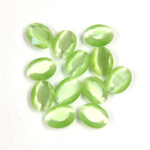 Fiber-Optic Flat Back Stone with Faceted Top and Table - Oval 08x6MM CAT'S EYE LT GREEN