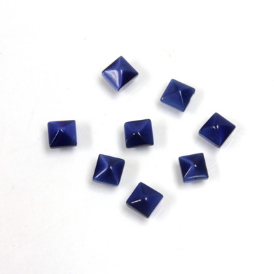 Fiber-Optic Cabochon - Pyramid Top 04x4MM CAT'S EYE BLUE