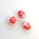 Glass Lampwork Bead - Oval Smooth 12x9MM PATTERN RED CRYSTAL