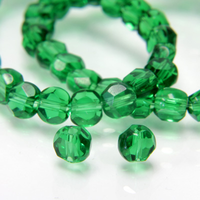 Chinese Cut Crystal Bead - Round Disc Side Drilled 04MM DARK EMERALD