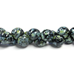 Czech Pressed Glass Bead - Mushroom 09x8MM BLACK TRAVERTINE