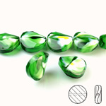 Chinese Cut Crystal Millefiori Bead - Round Twist 18MM GREEN