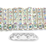 Czech Rhinestone Rondelle Bridge 21X6MM CRYSTAL AB-SILVER