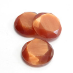 Fiber-Optic Flat Back Stone with Faceted Top and Table - Round 18MM CAT'S EYE COPPER