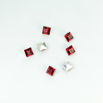 Plastic Point Back Foiled Stone - Square 04x4MM RUBY