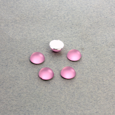 Plastic Flat Back Foiled Cabochon - Round 07MM MATTE ROSE