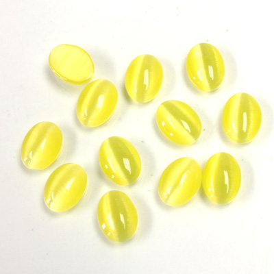 Fiber-Optic Cabochon - Oval 08x6MM CAT'S EYE YELLOW