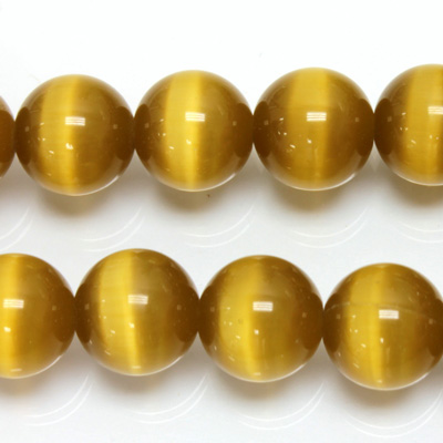 Fiber-Optic Synthetic Bead - Cat's Eye Smooth Round 12MM CAT'S EYE LT BROWN