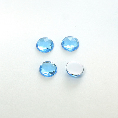 Plastic Flat Back Foiled Rauten Rose Rhinestone - Round 08MM LT SAPPHIRE