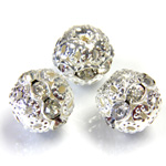 Filigree Rhinestone Ball with Center Line Crystals - 12MM CRYSTAL-SILVER