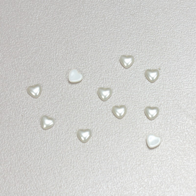 Glass Medium Dome Cabochon Pearl Spray Finish - Heart 04x4MM WHITE