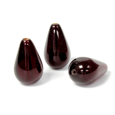 Czech Pressed Glass Bead - Smooth Pear 18x11MM GARNET