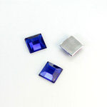 Plastic Flat Back Foiled Rose Cut Rhinestone - Square 08x8MM SAPPHIRE