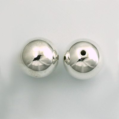 Metalized Plastic Smooth Bead - Round 16MM SILVER