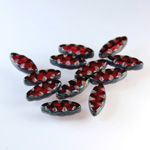 Czech Glass Fire Polish Bead Cut & Engraved Window 18x7MM RUBY with DIFFUSION COATING