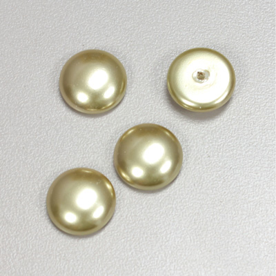 Glass Medium Dome Pearl Dipped Cabochon - Round 13MM LIGHT OLIVE