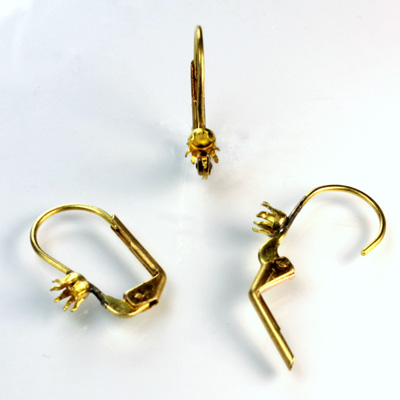 Brass Earwire 17MM Leverback with 8 Prong Round Setting with no Loop