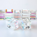 Chinese Cut Crystal Bead 30 Facet - Cube 08x8MM CRYSTAL AB