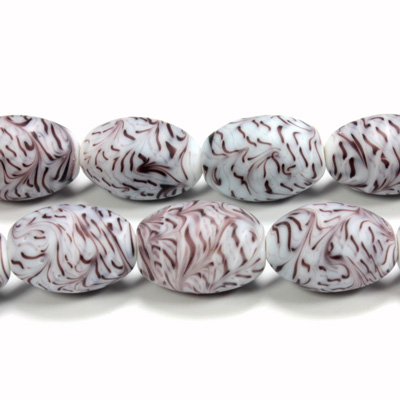 Glass Lampwork Bead - Oval Smooth 20x14MM MATTE GRANITE MATRIX