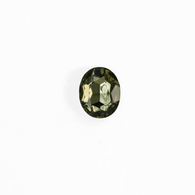 Glass Point Back Foiled Tin Table Cut (TTC) Stone - Oval 06x4MM BLACK DIAMOND