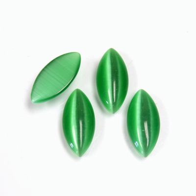 Fiber-Optic Cabochon - Navette 15x7MM CAT'S EYE GREEN