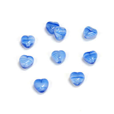 Czech Pressed Glass Bead - Smooth Heart 06x6MM PORPHYR SAPPHIRE