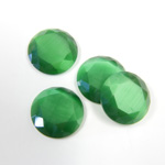 Fiber-Optic Flat Back Stone with Faceted Top and Table - Round 13MM CAT'S EYE GREEN
