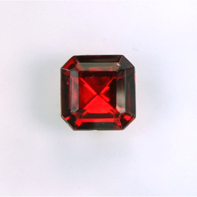 Glass Point Back Foiled Tin Table Cut (TTC) Stone - Square Octagon 12x12MM RUBY