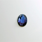 Glass Flat Back Foiled Rauten Rose - Oval 14x10MM BERMUDA BLUE