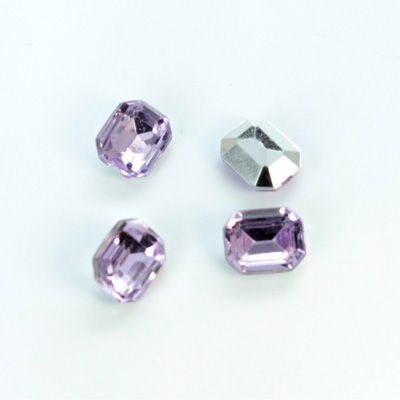 Plastic Point Back Foiled Stone - Cushion Octagon 10x8MM LT AMETHYST